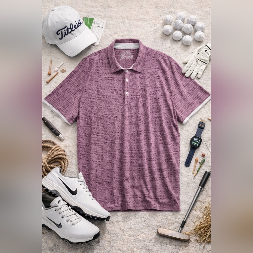 THE CHARGE STATELY APPAREL 1/4 button S Sleeve Poly Golf Polo Shirt. Mens XXL